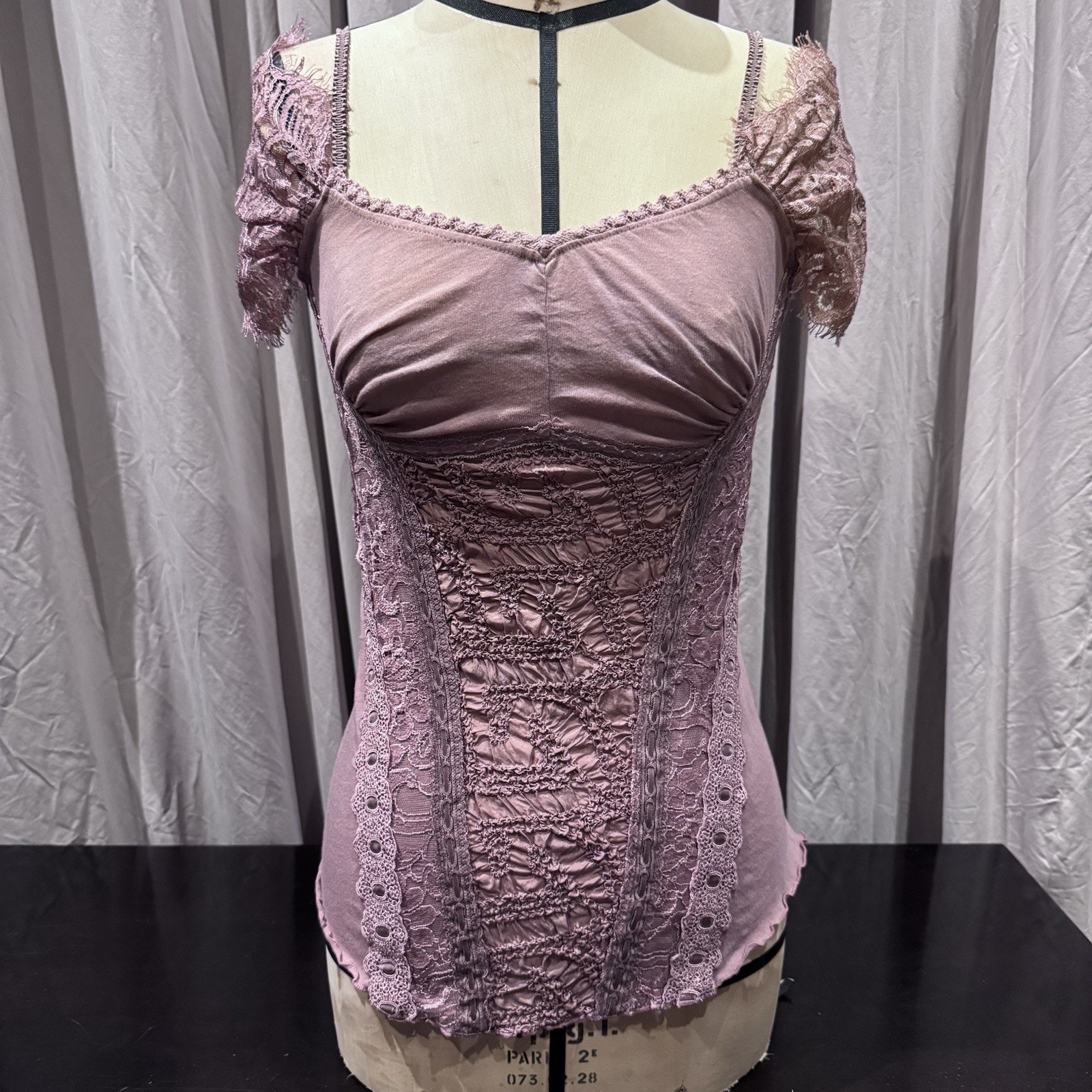 Ann Ferriday Vintage Stock Cotton, Silk, Lace Milkmaid Fairy Corset Top S